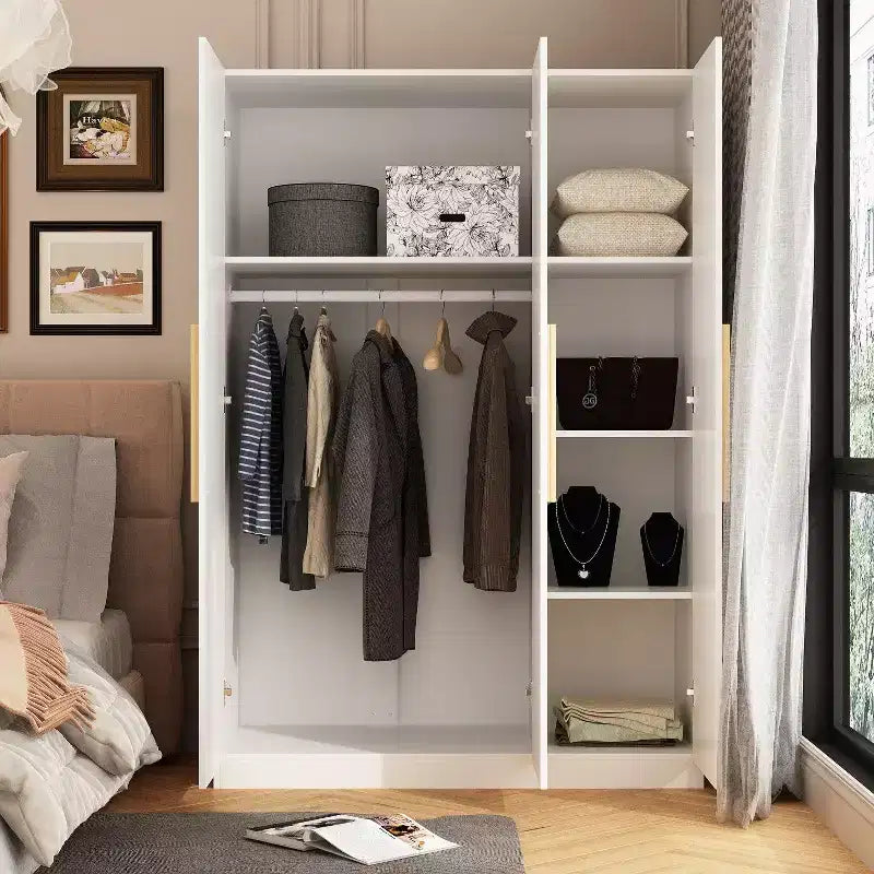 3 Door Wardrobe Clothes Organiser with Wooden Handle