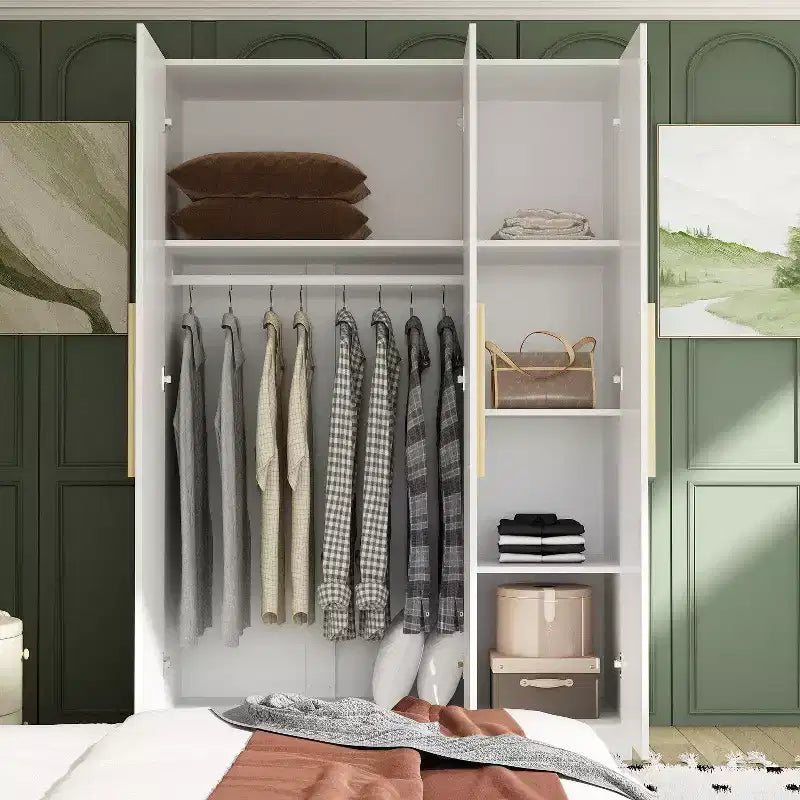 3 Door Wardrobe Clothes Organiser with Wooden Handle