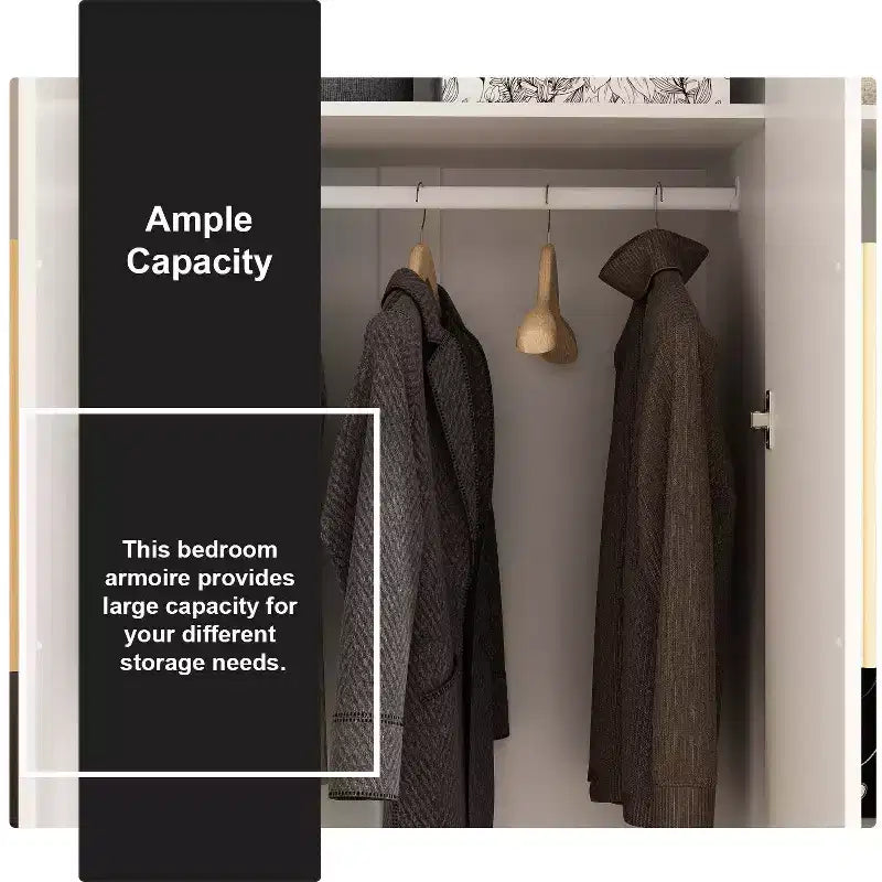 3 Door Wardrobe Clothes Organiser with Wooden Handle