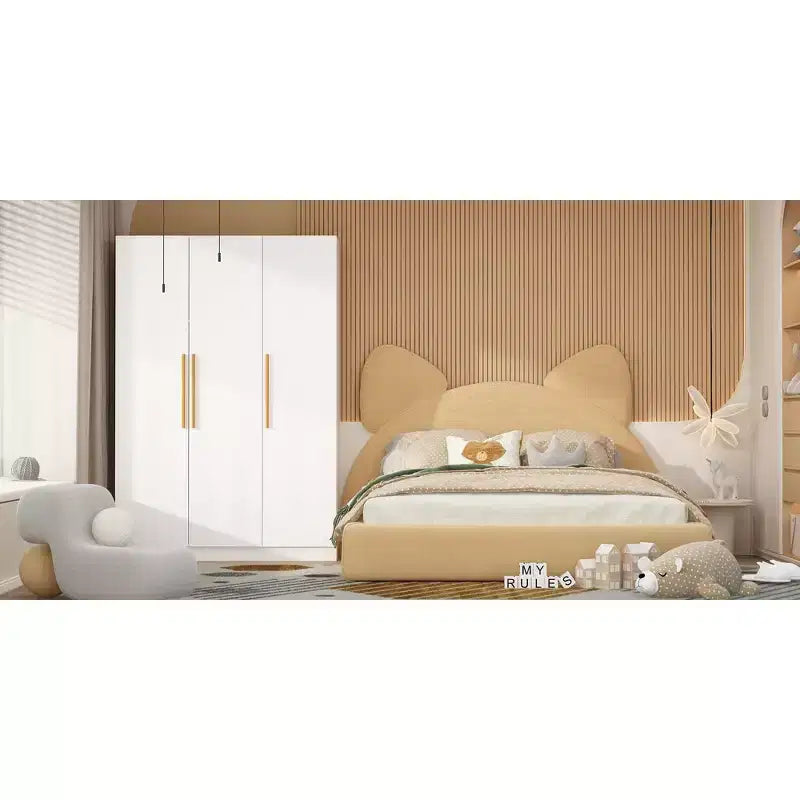 3 Door Wardrobe Clothes Organiser with Wooden Handle
