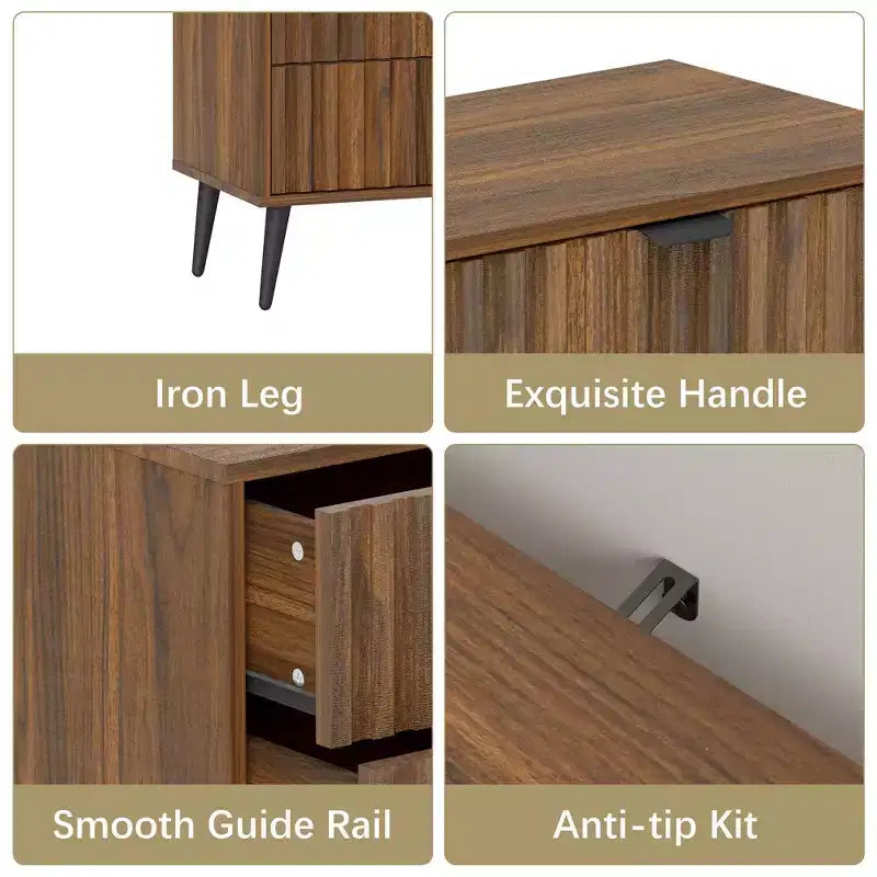 47 Fluted 6 Drawer Dresser, Modern Dressers for Bedroom, Wood Dresser Organizer Dresser with Blister Drawers,Brown