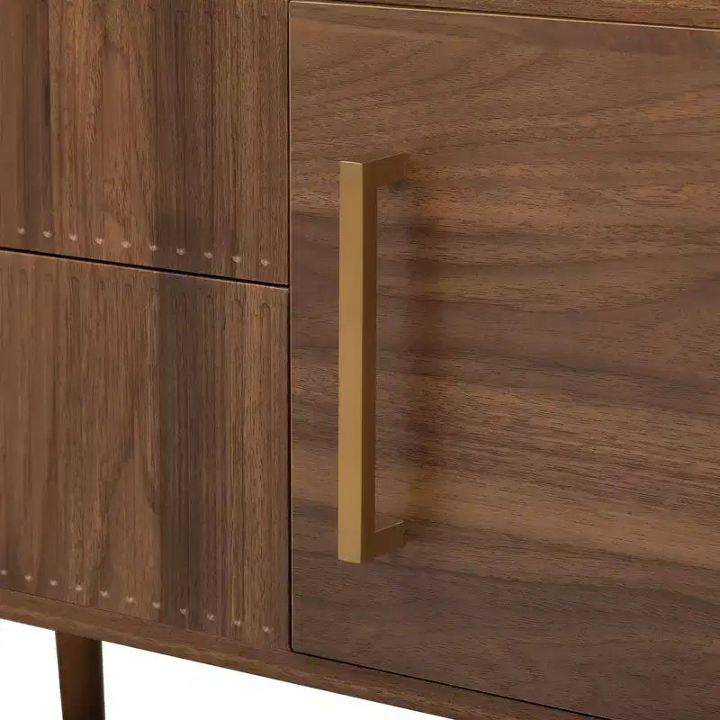 Mid Century TV Stand with 2 Drawers, Media Console Table for TVs up to 80'', Entertainment Center with Storage, Walnut - ModernLuxe