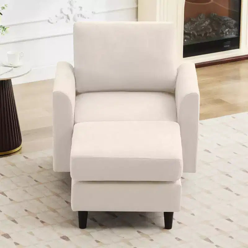 Modern Comfort Accent Chair with Ottoman, Living Room Bedroom Leisure Reading Corner