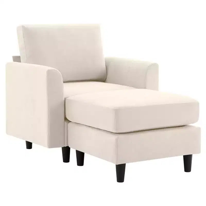 Modern Comfort Accent Chair with Ottoman, Living Room Bedroom Leisure Reading Corner