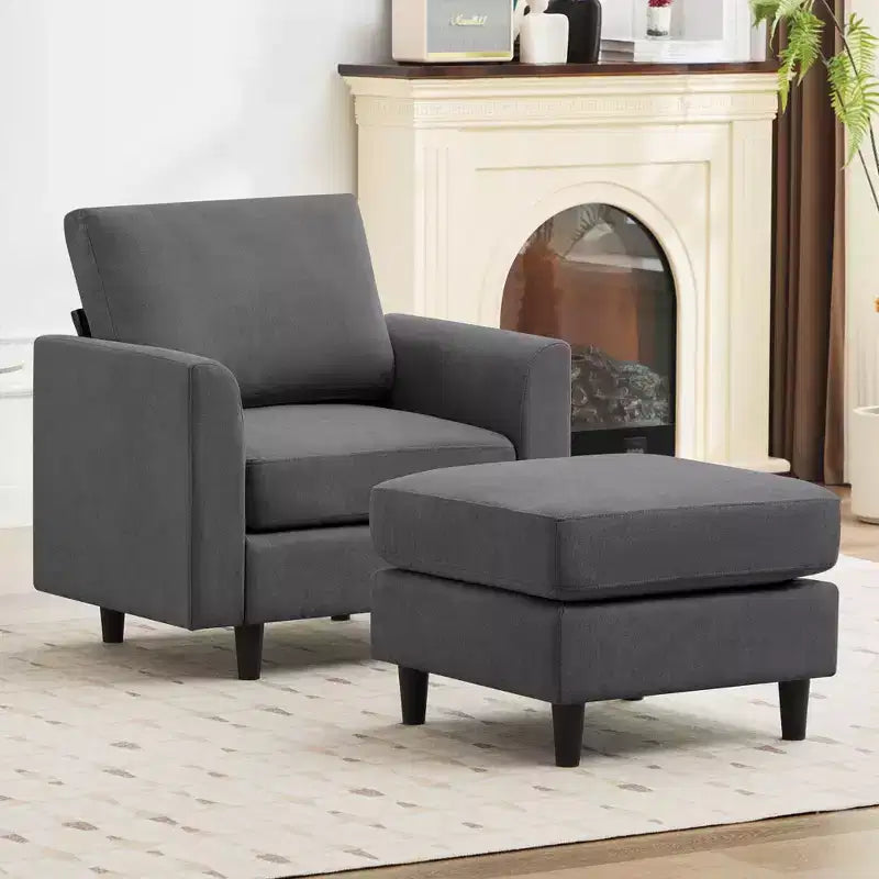 Modern Comfort Accent Chair with Ottoman, Living Room Bedroom Leisure Reading Corner