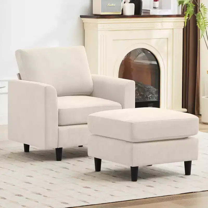 Modern Comfort Accent Chair with Ottoman, Living Room Bedroom Leisure Reading Corner