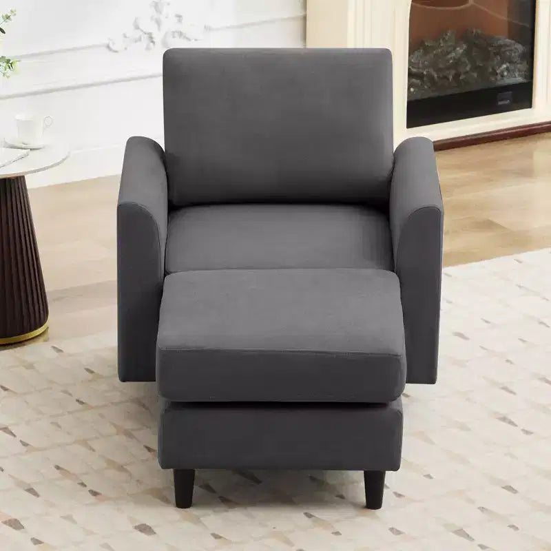 Modern Comfort Accent Chair with Ottoman, Living Room Bedroom Leisure Reading Corner