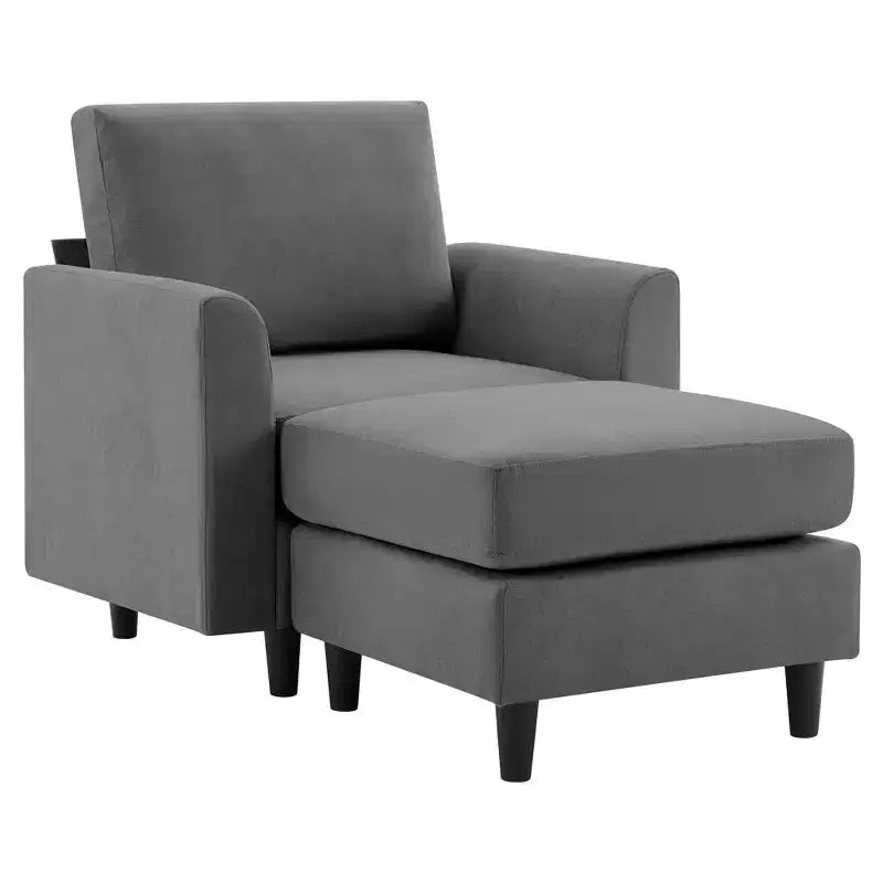 Modern Comfort Accent Chair with Ottoman, Living Room Bedroom Leisure Reading Corner