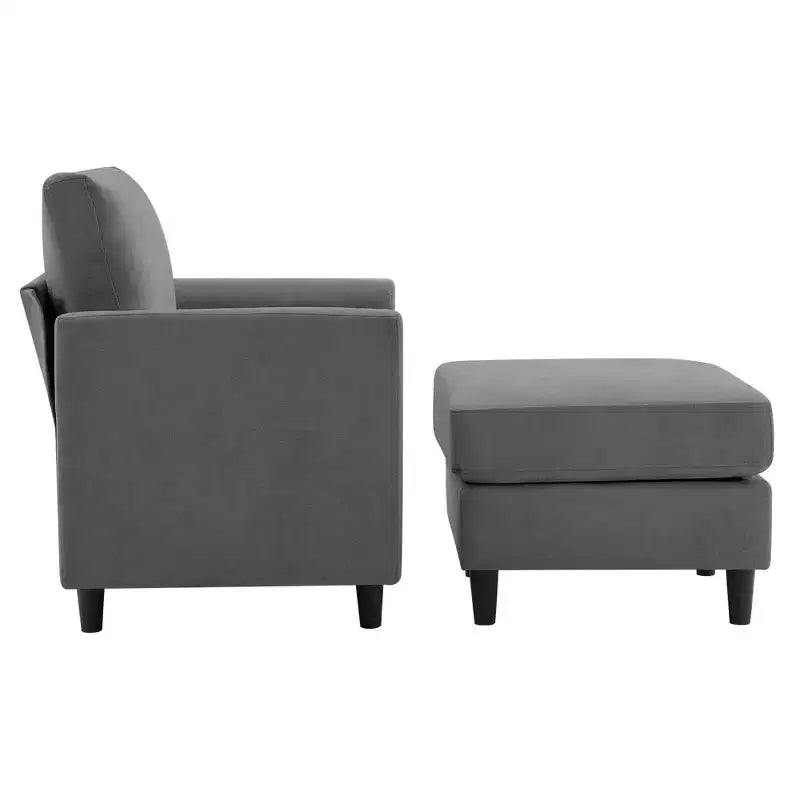 Modern Comfort Accent Chair with Ottoman, Living Room Bedroom Leisure Reading Corner
