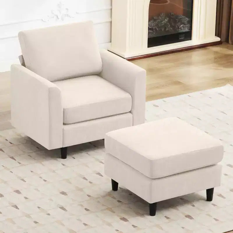 Modern Comfort Accent Chair with Ottoman, Living Room Bedroom Leisure Reading Corner