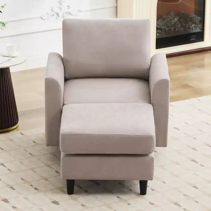 Modern Comfort Accent Chair with Ottoman, Living Room Bedroom Leisure Reading Corner