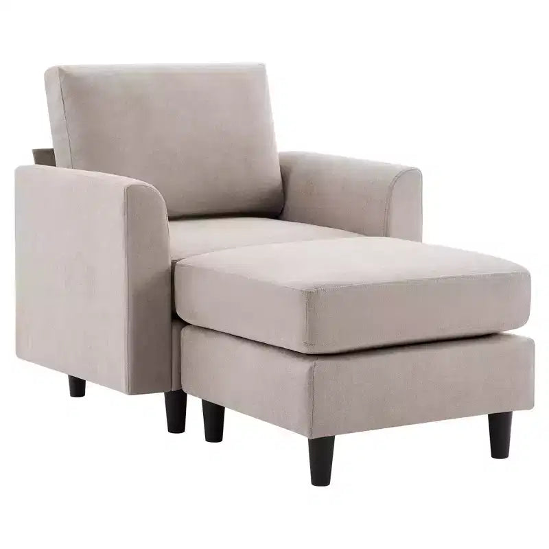 Modern Comfort Accent Chair with Ottoman, Living Room Bedroom Leisure Reading Corner