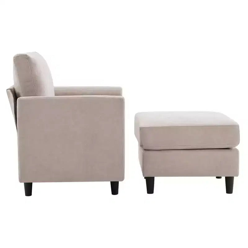 Modern Comfort Accent Chair with Ottoman, Living Room Bedroom Leisure Reading Corner