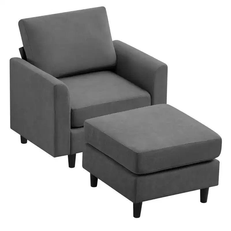 Modern Comfort Accent Chair with Ottoman, Living Room Bedroom Leisure Reading Corner