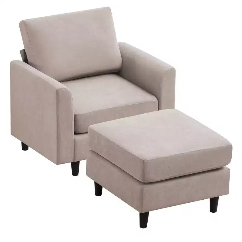 Modern Comfort Accent Chair with Ottoman, Living Room Bedroom Leisure Reading Corner