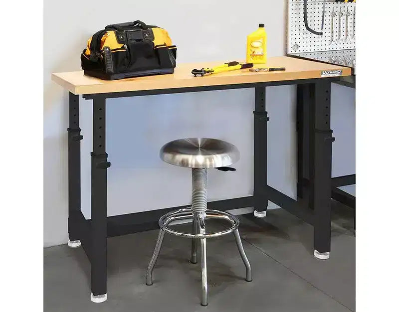 Heavy Duty Height Adjustable Workbench Table Wood Top, 48 W x 24 D x 28 to 42 H