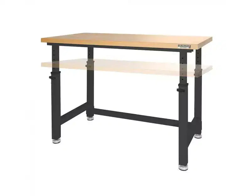 Heavy Duty Height Adjustable Workbench Table Wood Top, 48 W x 24 D x 28 to 42 H