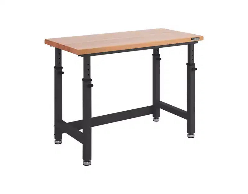 Heavy Duty Height Adjustable Workbench Table Wood Top, 48 W x 24 D x 28 to 42 H