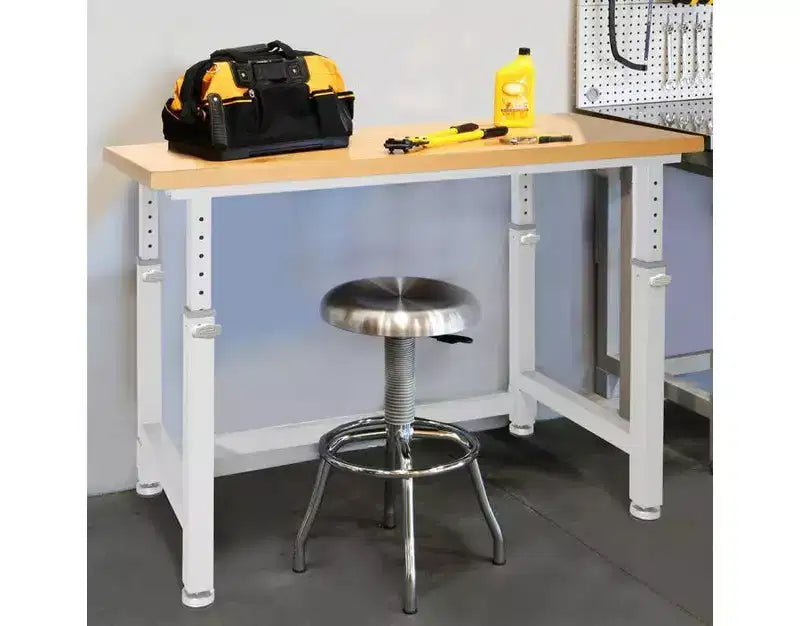 Heavy Duty Height Adjustable Workbench Table Wood Top, 48 W x 24 D x 28 to 42 H