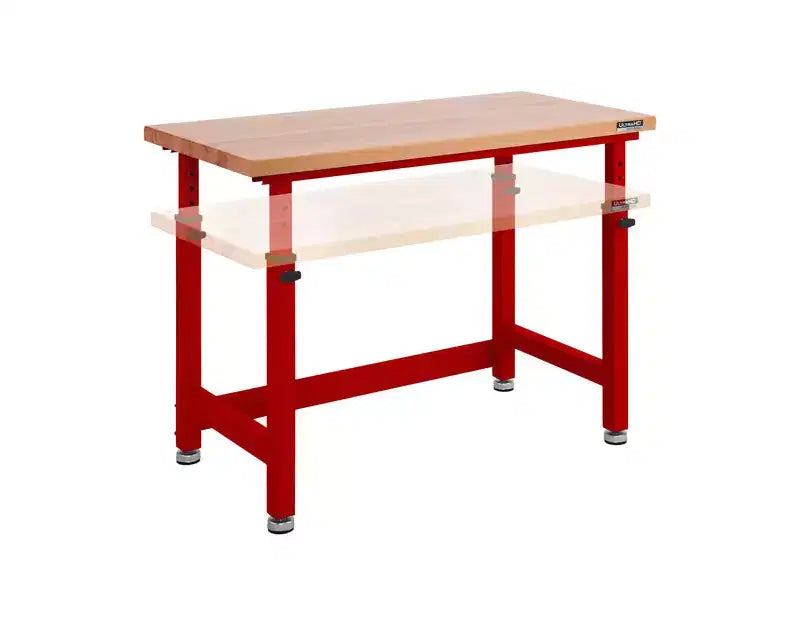 Heavy Duty Height Adjustable Workbench Table Wood Top, 48 W x 24 D x 28 to 42 H