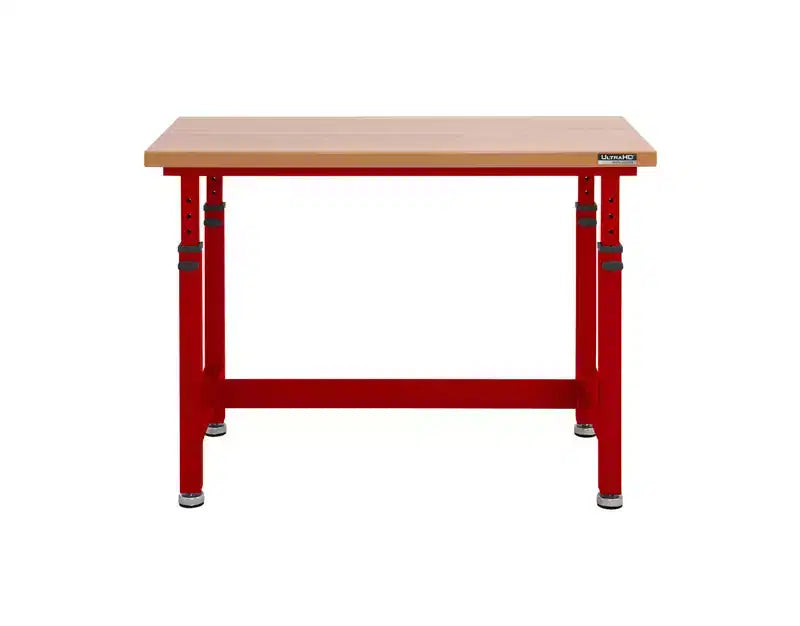 Heavy Duty Height Adjustable Workbench Table Wood Top, 48 W x 24 D x 28 to 42 H