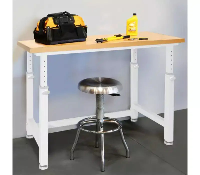 Heavy Duty Height Adjustable Workbench Table Wood Top, 48 W x 24 D x 28 to 42 H