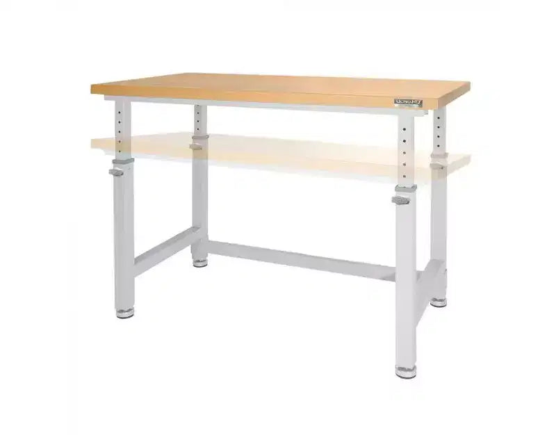 Heavy Duty Height Adjustable Workbench Table Wood Top, 48 W x 24 D x 28 to 42 H