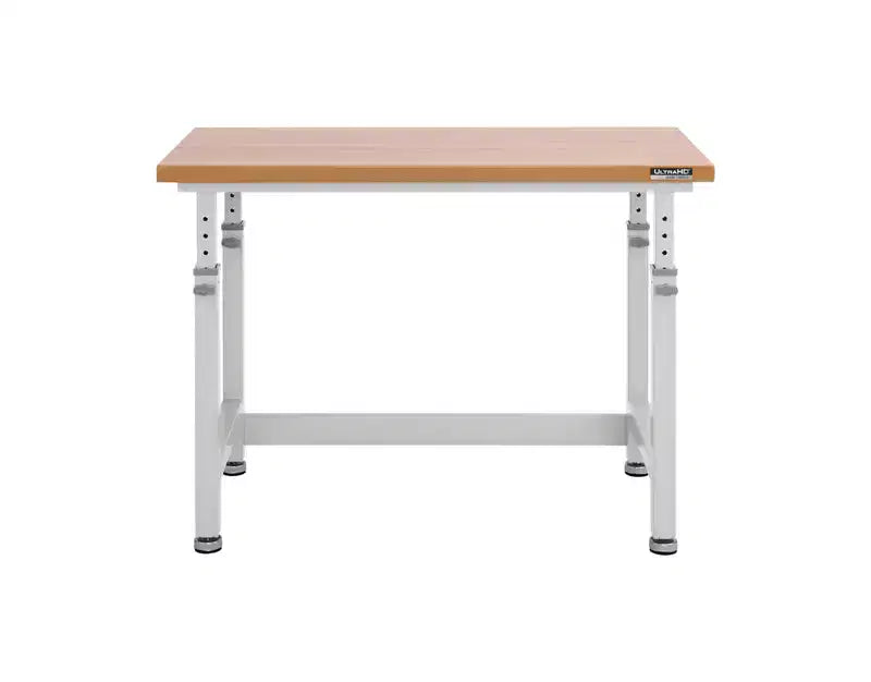 Heavy Duty Height Adjustable Workbench Table Wood Top, 48 W x 24 D x 28 to 42 H