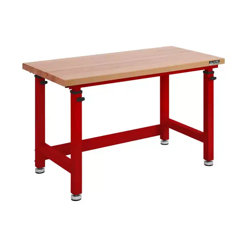 Heavy Duty Height Adjustable Workbench Table Wood Top, 48 W x 24 D x 28 to 42 H