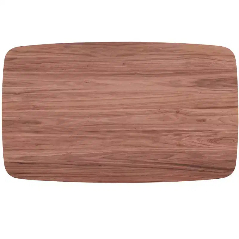 Modern 59 Wood Dining Table, Walnut Finish with Curved Bent Wood Legs
