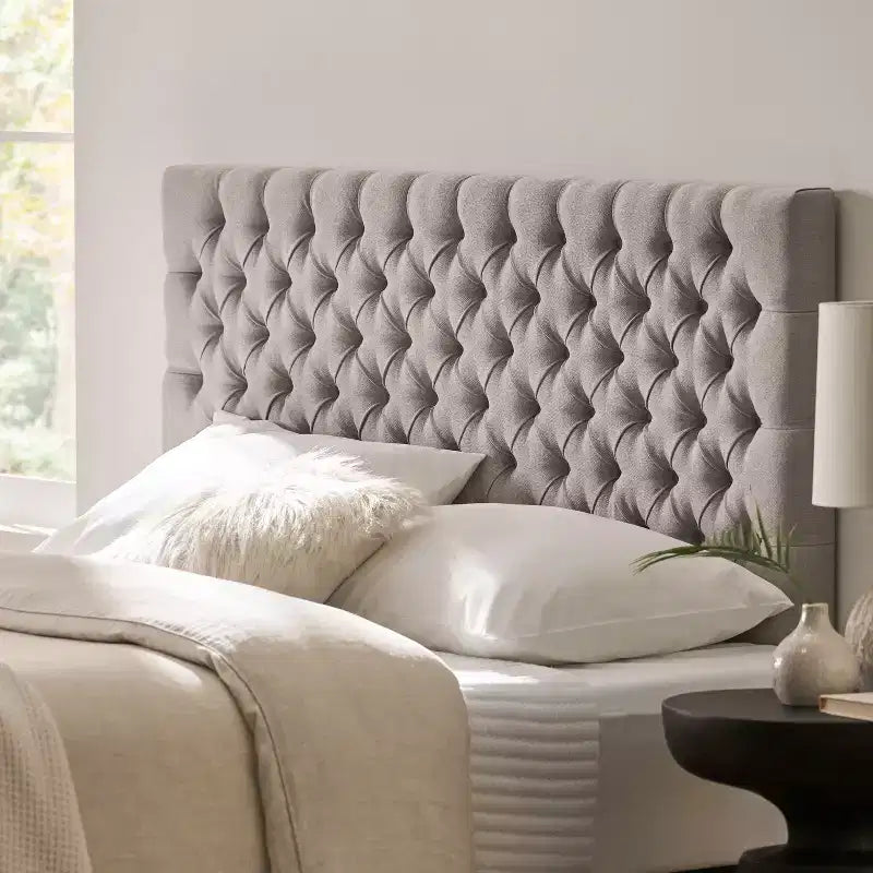 Contemporary Tufted Adjustable Upholstered Queen Headboard