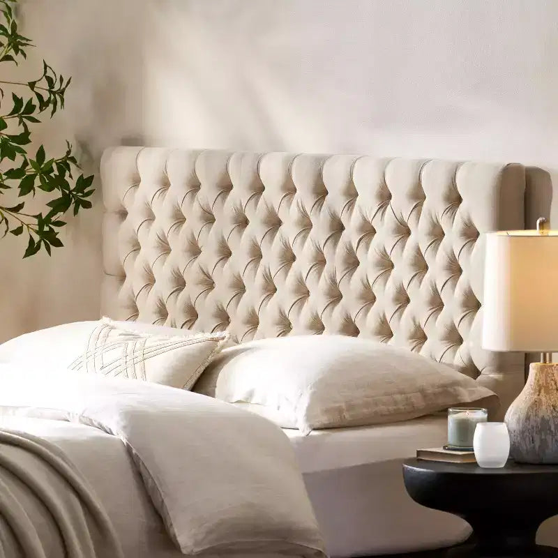 Contemporary Tufted Adjustable Upholstered Queen Headboard