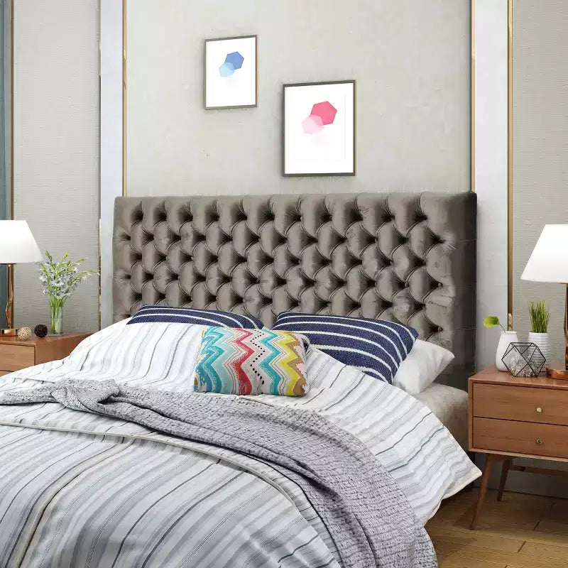 Contemporary Tufted Adjustable Upholstered Queen Headboard