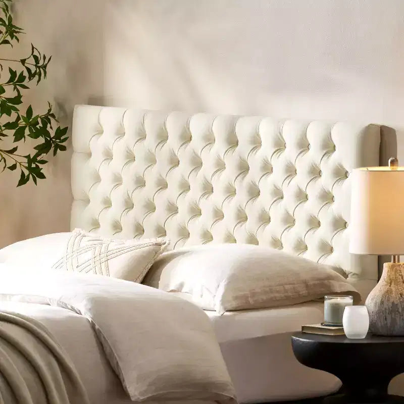 Contemporary Tufted Adjustable Upholstered Queen Headboard