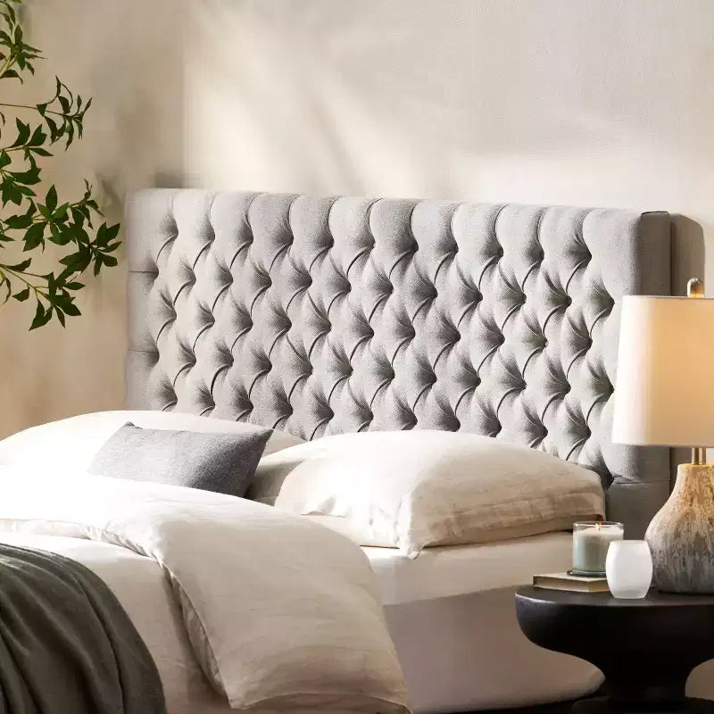 Contemporary Tufted Adjustable Upholstered Queen Headboard