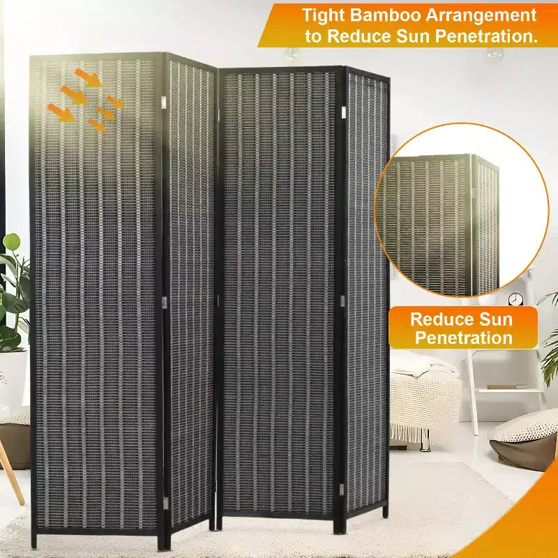4/6 Panel Room Divider 6 Ft Tall Bamboo Portable Privacy Screen