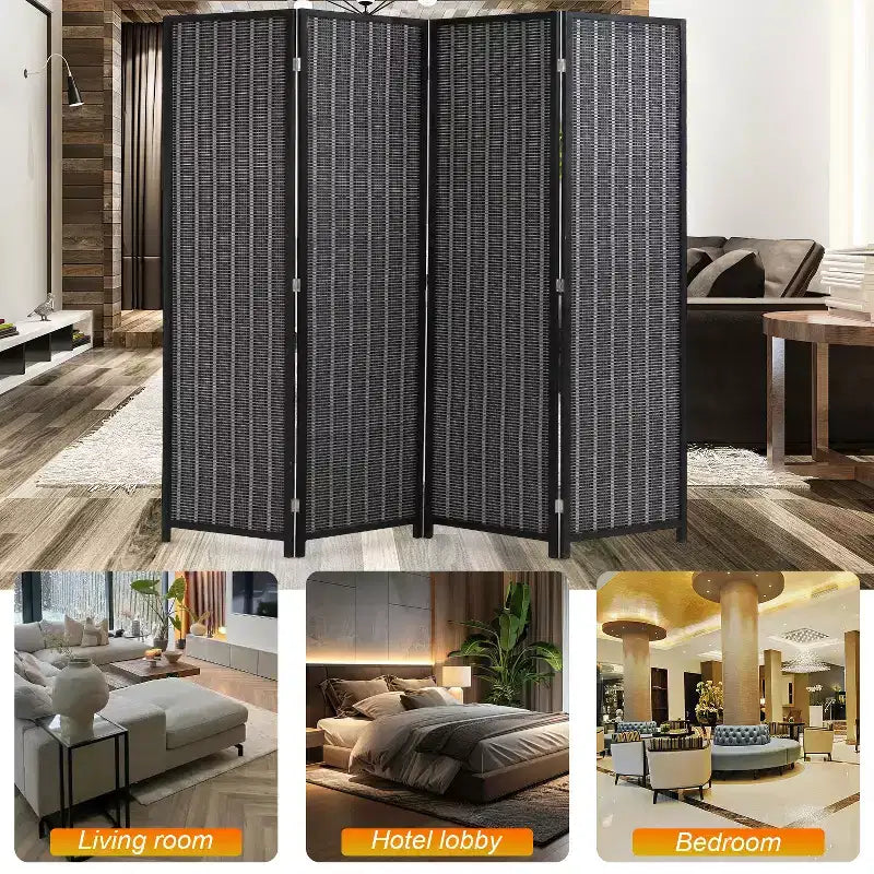 4/6 Panel Room Divider 6 Ft Tall Bamboo Portable Privacy Screen