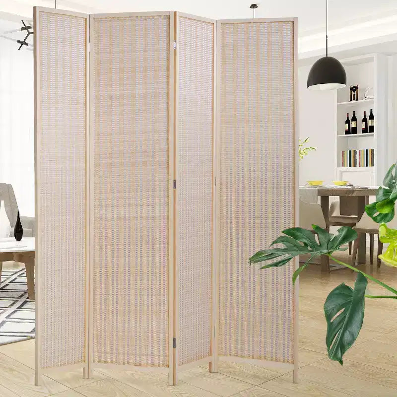 4/6 Panel Room Divider 6 Ft Tall Bamboo Portable Privacy Screen