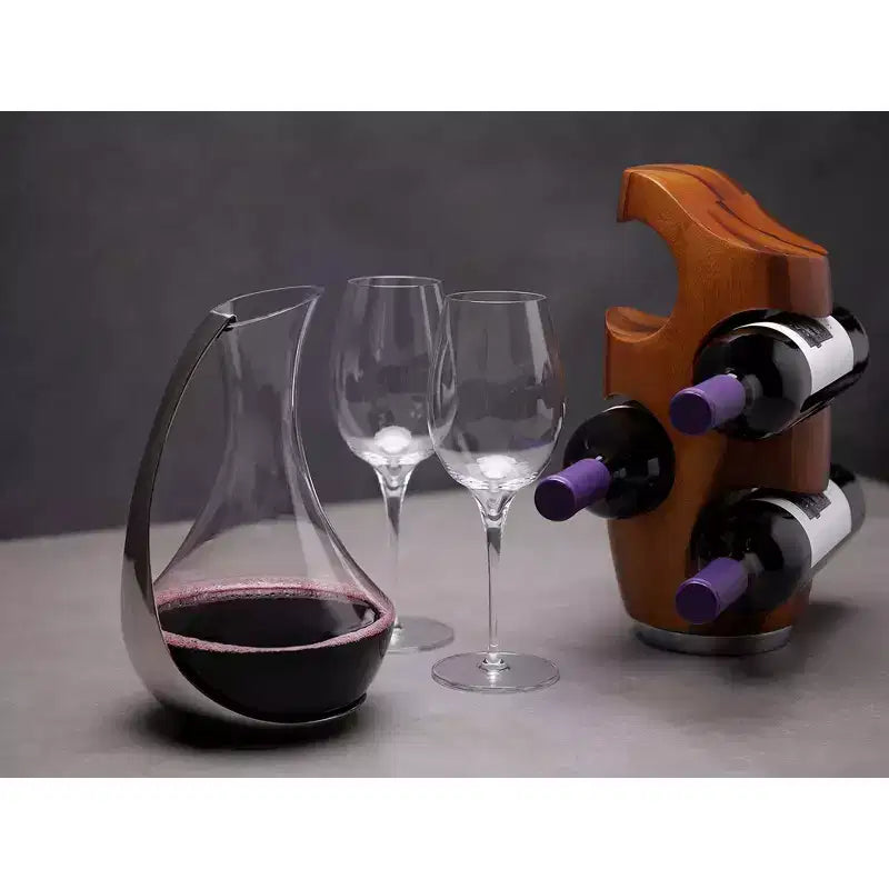 Acacia Wood & Alloy 4 Bottle Display Stand, 6 x 13