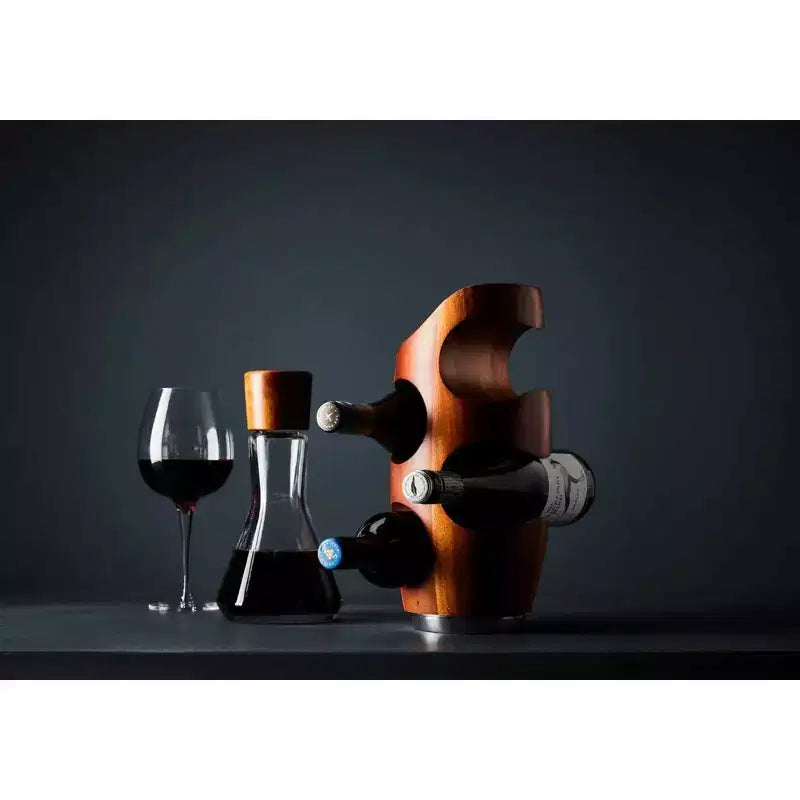 Acacia Wood & Alloy 4 Bottle Display Stand, 6 x 13