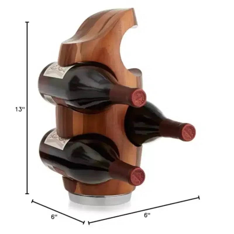 Acacia Wood & Alloy 4 Bottle Display Stand, 6 x 13