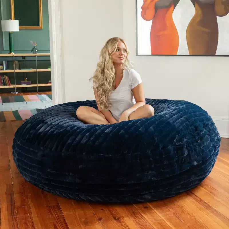 6 Foot Cocoon Large Bean Bag Chair for Adults, Premium Luxe Faux Fur