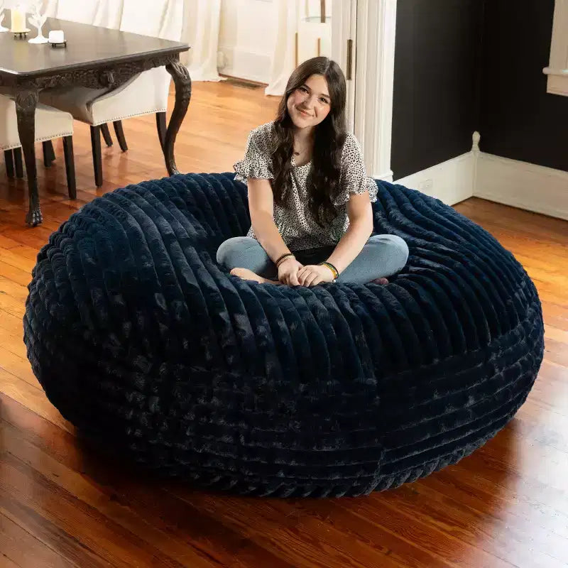 6 Foot Cocoon Large Bean Bag Chair for Adults, Premium Luxe Faux Fur