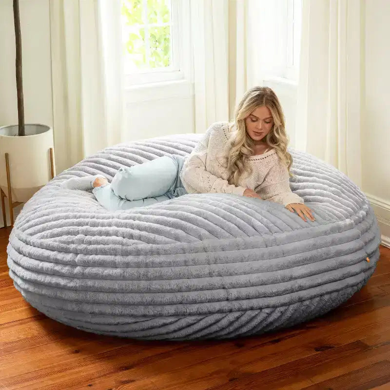 6 Foot Cocoon Large Bean Bag Chair for Adults, Premium Luxe Faux Fur