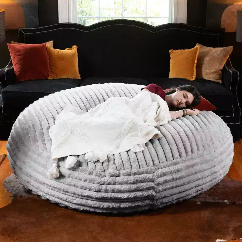 6 Foot Cocoon Large Bean Bag Chair for Adults, Premium Luxe Faux Fur