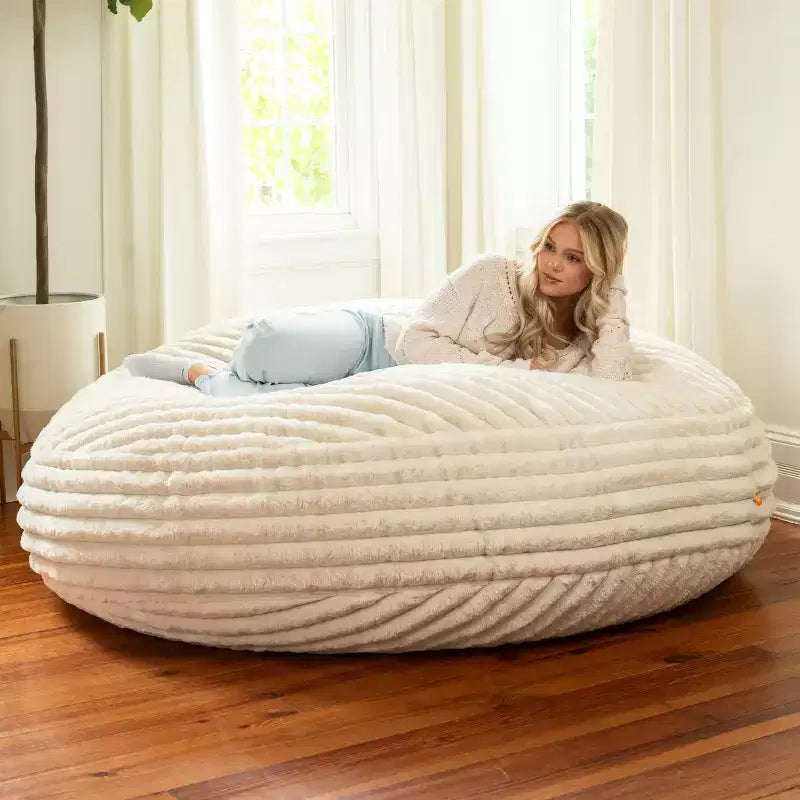 6 Foot Cocoon Large Bean Bag Chair for Adults, Premium Luxe Faux Fur
