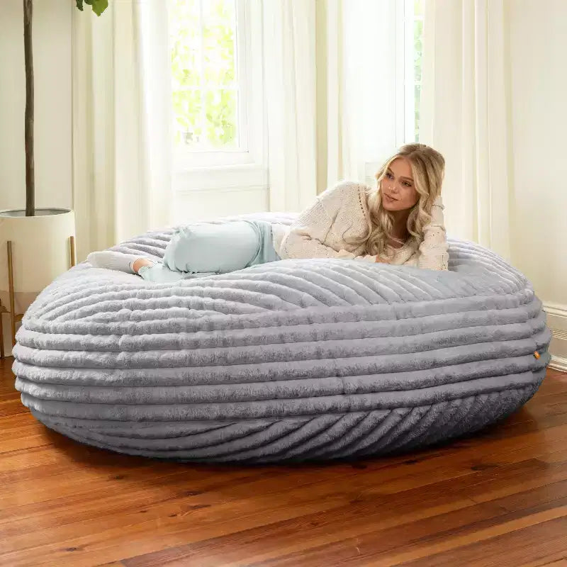 6 Foot Cocoon Large Bean Bag Chair for Adults, Premium Luxe Faux Fur