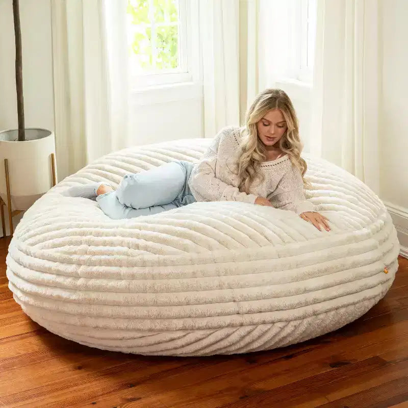 6 Foot Cocoon Large Bean Bag Chair for Adults, Premium Luxe Faux Fur