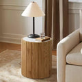 18.9 Round Side Table, Accent End Table with Faux Marble Top, Small Side Table for Living Room, Bedroom, Couch Brown