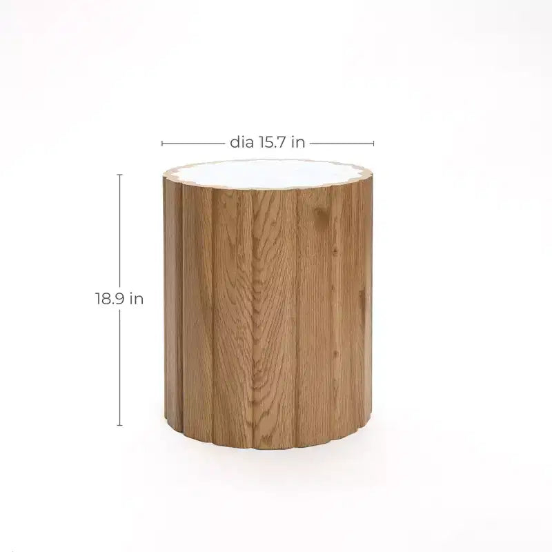 18.9 Round Side Table, Accent End Table with Faux Marble Top, Small Side Table for Living Room, Bedroom, Couch Brown